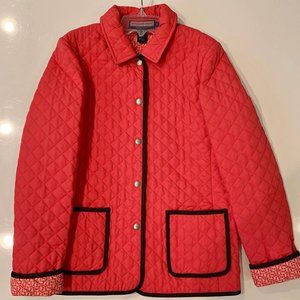 Vineyard Vines red quilted snap up fall jacket